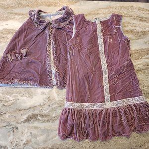 Trish Scully Vintage Flapper Girls Dress 2 Piece Set ~ Shawl & Sleeveless Dress